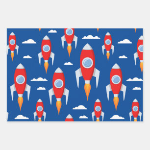 Ruimteschip Rocket Fun Inpakpapier Vel