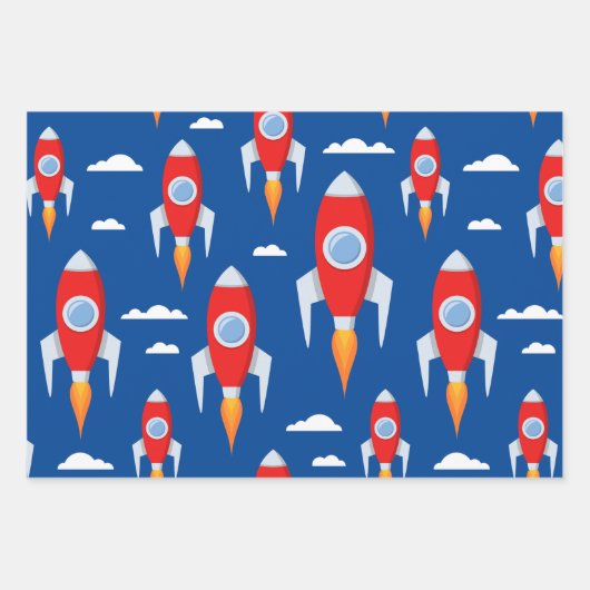 Ruimteschip Rocket Fun Inpakpapier Vel (Voorkant 3)