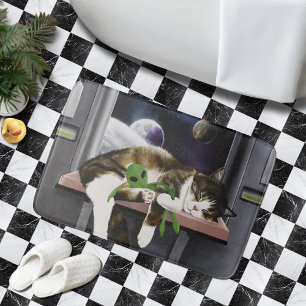 Ruimteschip Tabby Kat Groene Alien Knuffel Sci-Fi Badmat