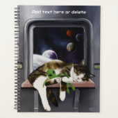 Ruimteschip Tabby Kat Groene Alien Knuffel Sci-Fi Planner (Voorkant)