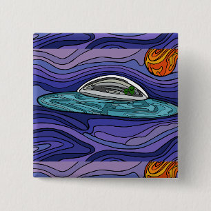 Ruimteschip UFO Alien UAP paranormaal Vierkante Button 5,1 Cm