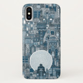 ruimtestad mono blauw Case-Mate iPhone case (Achterkant)