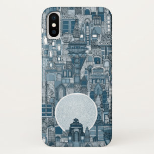 ruimtestad mono blauw iPhone x hoesje