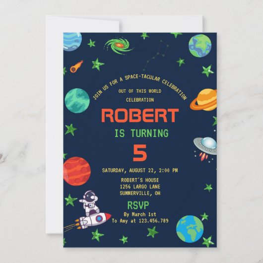 RUIMTETACULAIRE CELEBRATIE BIEDDAAG KAART (Voorkant)