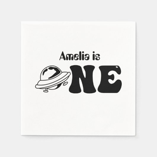 Ruimtethema 1e verjaardag Aangepaste uFO Servet (Voorkant)