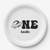 Ruimtethema 1e verjaardag UFO Papieren Bordje (Voorkant)