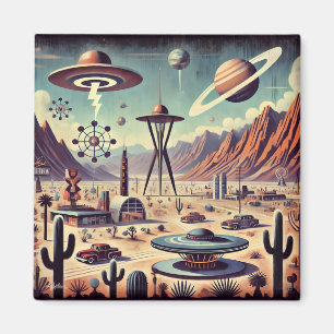 Ruimtetijdperk Alien Desert Invasion Fantasy Art Magneet