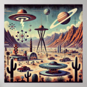 Ruimtetijdperk Alien Desert Invasion Fantasy Art Poster (Voorkant)
