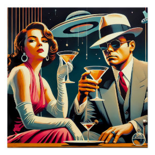 Ruimtetijdperk Las Vegas Gangster Martini Feest Perfect Poster