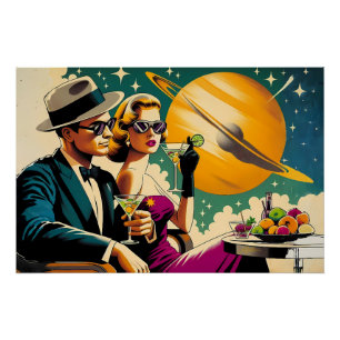Ruimtetijdperk Las Vegas Martini Gangster Feest Perfect Poster