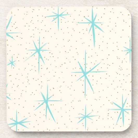 Ruimtetijdperk Turquoise Starburst Hard Plastic On Bier Onderzetter (Voorkant)