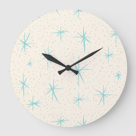 Ruimtetijdperk Turquoise Starbursts Acrylwandklok Grote Klok (Voorkant)
