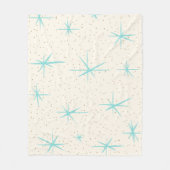 Ruimtetijdperk Turquoise Starbursts Fleece Blanket (Voorkant)