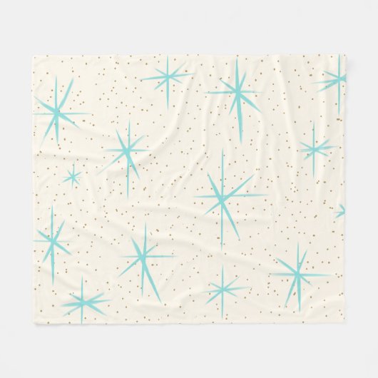 Ruimtetijdperk Turquoise Starbursts Fleece Blanket (Voorkant (Horizontaal))