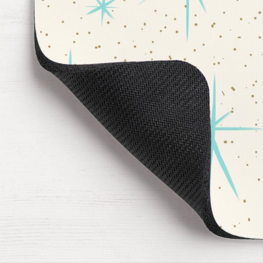 Ruimtetijdperk Turquoise Starbursts Mousepad Muismat (Hoek)