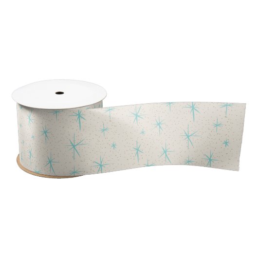 Ruimtetijdperk Turquoise Starbursts Ribbon Lint (Spoel)