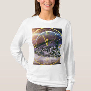 Ruimtetrein rijdt door de tijd t-shirt