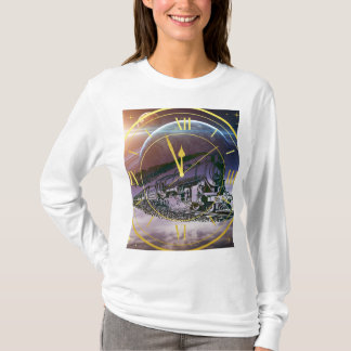 Ruimtetrein rijdt door de tijd t-shirt