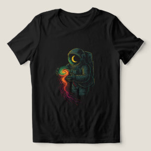 Ruimtevaarder die een kosmische spiraal vasthoudt Tri-Blend shirt