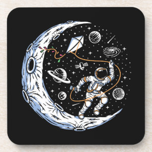 Ruimtevaarder die een vlieger laat vliegen op de m bier onderzetter