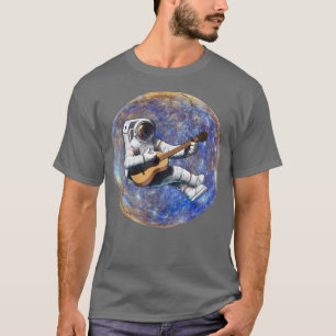 Ruimtevaarder die gitaar speelt in de ruimte, muzi t-shirt