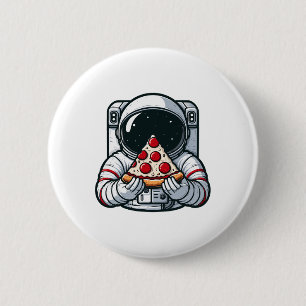 Ruimtevaarder Dier Eet Pizza Margherita Maaltijd V Ronde Button 5,7 Cm