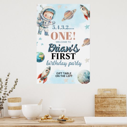 Ruimtevaarder eerste verjaardag poster (Keuken)