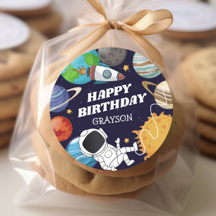 Ruimtevaarder Gefeliciteerd Verjaardag Ronde Sticker