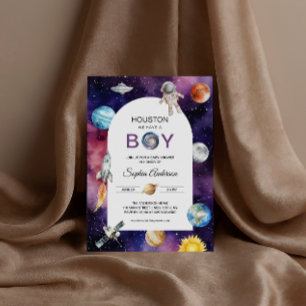 Ruimtevaarder Houston We've A Boy Baby shower Kaart
