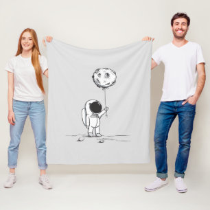 Ruimtevaarder in de ruimte met maanballon kosmos s fleece deken