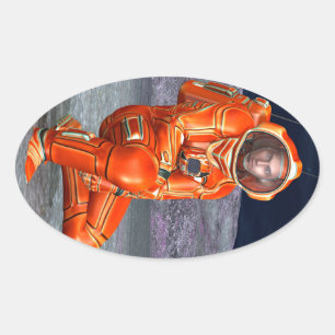 Ruimtevaarder Mars Verkenner Alien Planeet Ruimte Ovale Sticker