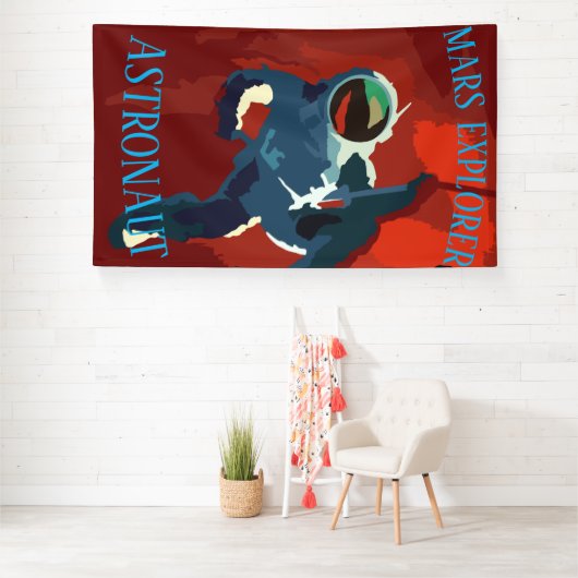 Ruimtevaarder Mars Verkenner Ruimte Reis Vakantie Spandoek (Insitu)