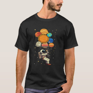 Ruimtevaarder met planeetballonnen ruimte sterrens t-shirt