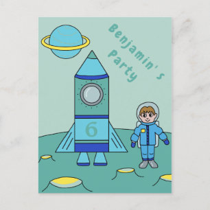 Ruimtevaarder op de Maan Verjaardagsfeest Uitnodig Uitnodiging Briefkaart