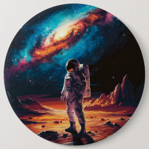 Ruimtevaarder op de Planeet Ronde Button 6,0 Cm
