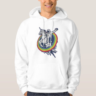 Ruimtevaarder rijdt op eenhoorn hoodie