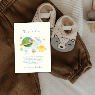 Ruimtevaarder Ruimteschip Jongen Baby Shower Bedankkaart