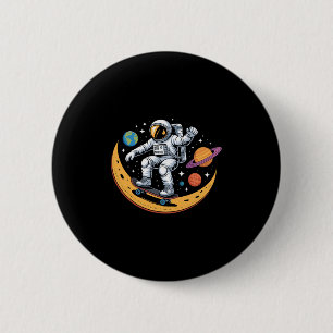 Ruimtevaarder Skateboarden Ruimte Maan Planeten Ki Ronde Button 5,7 Cm