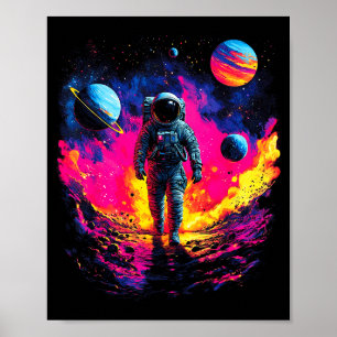 Ruimtevaarder Wandelend In Galaxy Buitenruimte Ver Poster