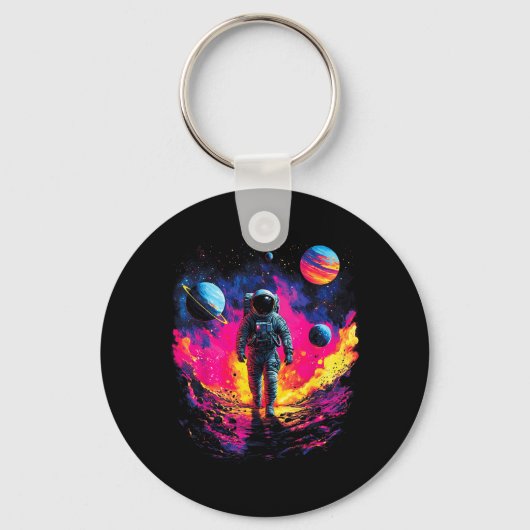 Ruimtevaarder Wandelend in Galaxy Outer Space Expl Sleutelhanger (Voorkant)