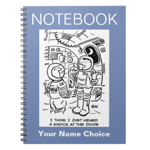 Ruimtevaarders in ruimteschip horen geklop notitieboek