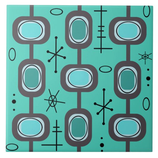 Ruimtevaardijkunst Geometrische kunst Aquamarine Tegeltje (Voorkant)