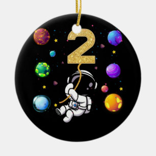 Ruimtevaart 2 jaar oud 2e verjaardag keramisch ornament