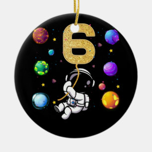 Ruimtevaart 6 jaar oude 6e verjaardag keramisch ornament