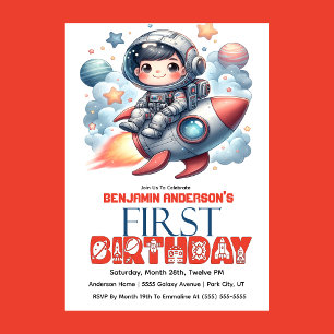 Ruimtevaart Astronaut Jongen 1e Verjaardag Kaart
