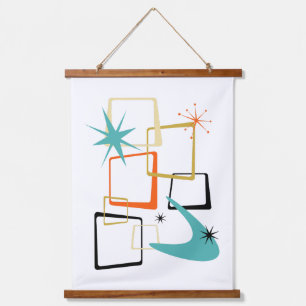 Ruimtevaart Atomic Age Abstracte Pleinen Midden-Ee Hangend Wandkleed