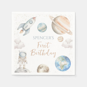 Ruimtevaart eerste reis rond Sun Boy 1st Birthday Servet