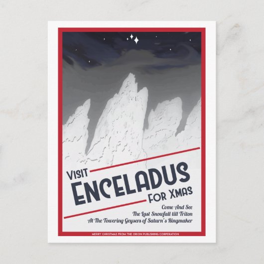 Ruimtevaart Kerst Briefkaart - Enceladus (Voorkant)