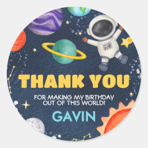 Ruimtevaart rond het verjaardagsfeest van de zon ronde sticker