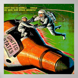 Ruimtevaart Sci Fi Comic Book Astronaut Monkey C Poster